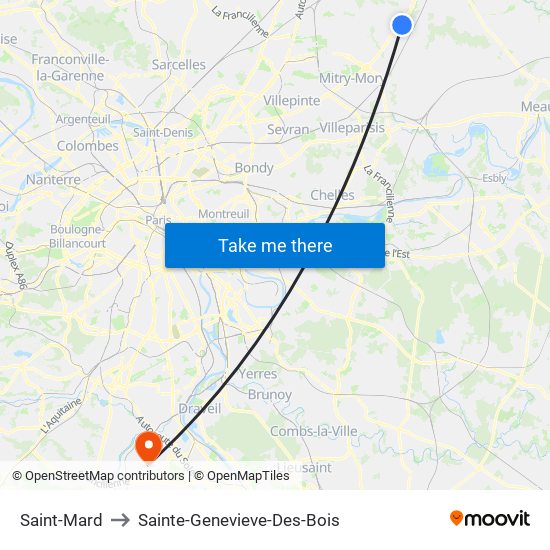 Saint-Mard to Sainte-Genevieve-Des-Bois map
