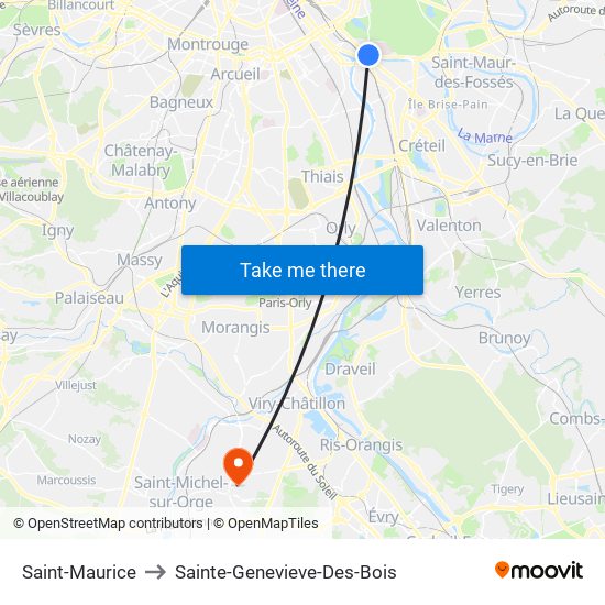 Saint-Maurice to Sainte-Genevieve-Des-Bois map