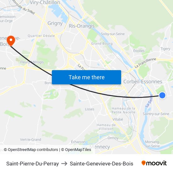 Saint-Pierre-Du-Perray to Sainte-Genevieve-Des-Bois map