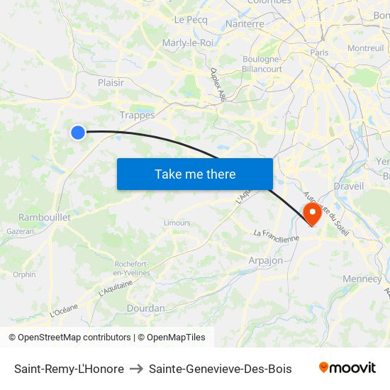 Saint-Remy-L'Honore to Sainte-Genevieve-Des-Bois map