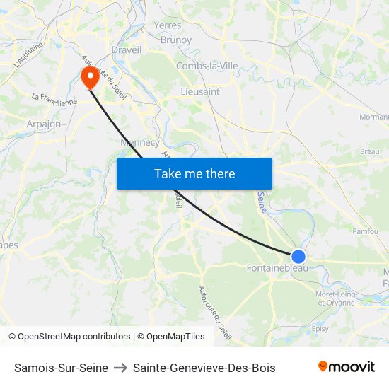 Samois-Sur-Seine to Sainte-Genevieve-Des-Bois map
