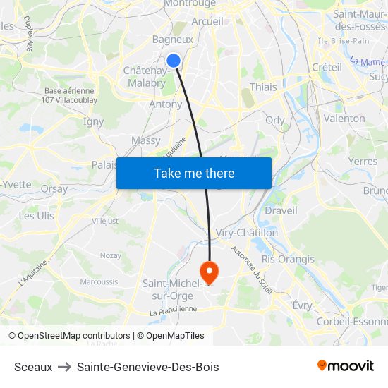 Sceaux to Sainte-Genevieve-Des-Bois map