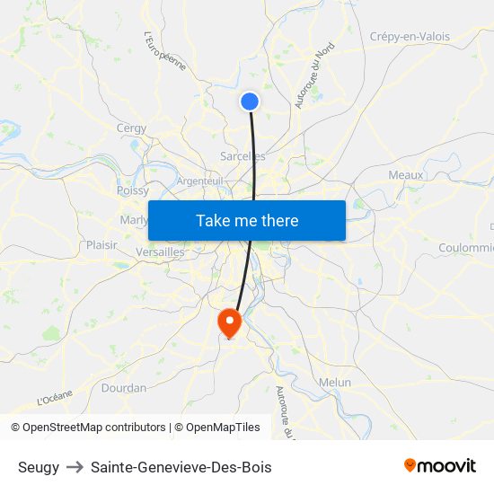 Seugy to Sainte-Genevieve-Des-Bois map