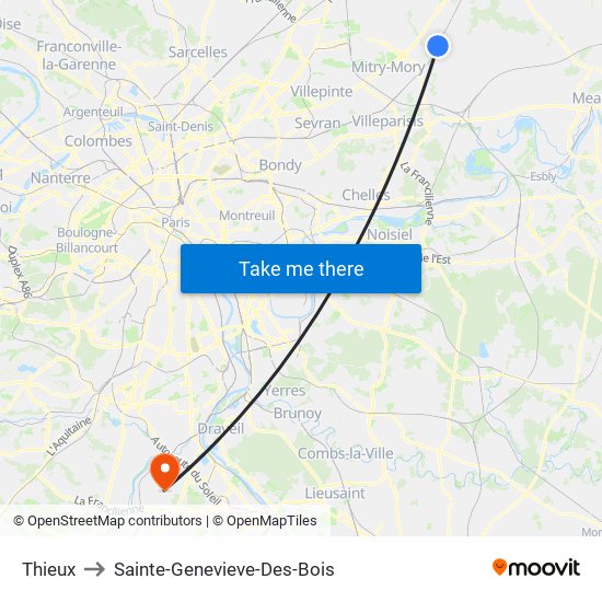 Thieux to Sainte-Genevieve-Des-Bois map