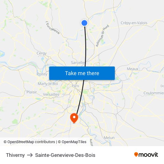 Thiverny to Sainte-Genevieve-Des-Bois map