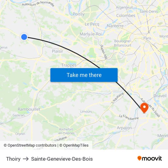 Thoiry to Sainte-Genevieve-Des-Bois map
