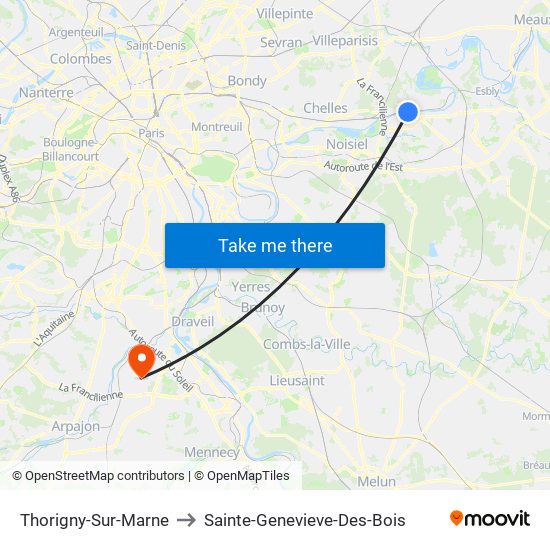 Thorigny-Sur-Marne to Sainte-Genevieve-Des-Bois map