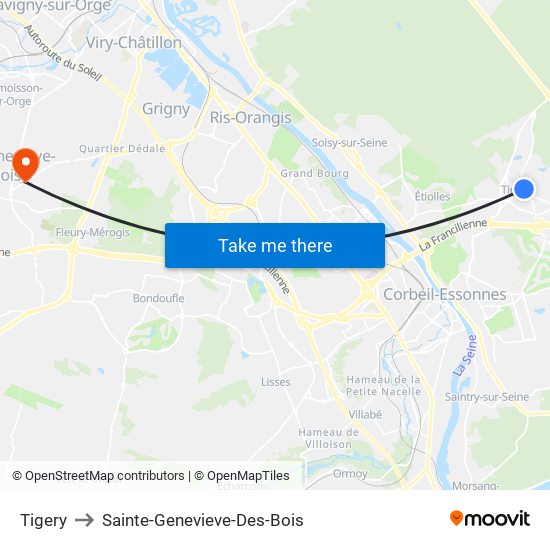 Tigery to Sainte-Genevieve-Des-Bois map