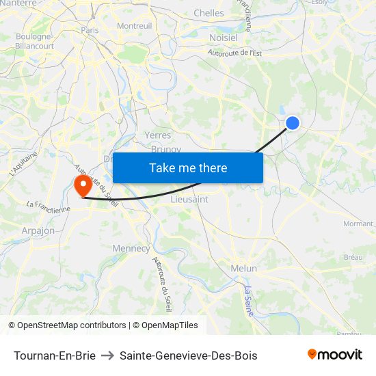 Tournan-En-Brie to Sainte-Genevieve-Des-Bois map