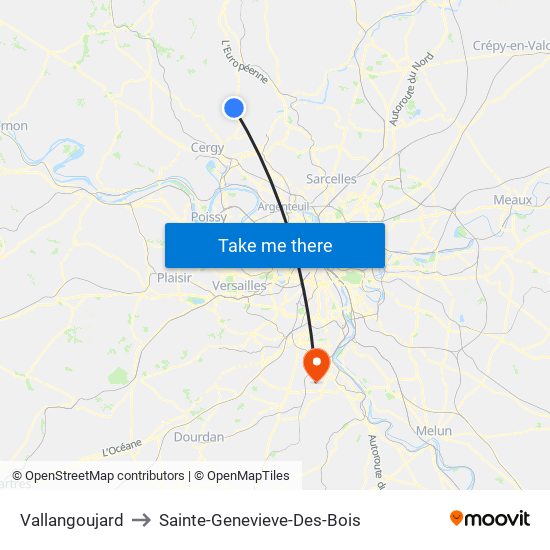 Vallangoujard to Sainte-Genevieve-Des-Bois map