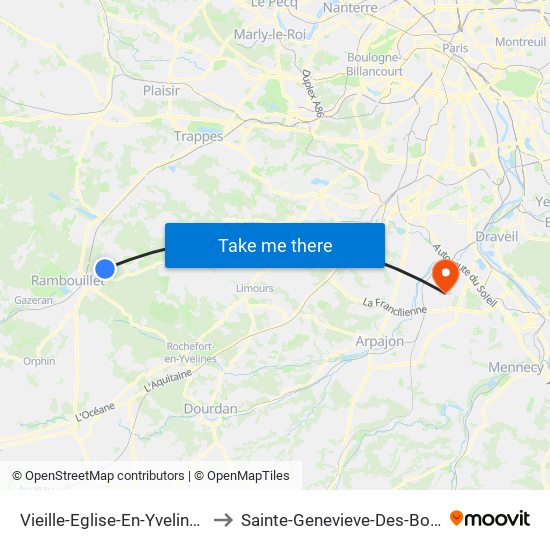 Vieille-Eglise-En-Yvelines to Sainte-Genevieve-Des-Bois map