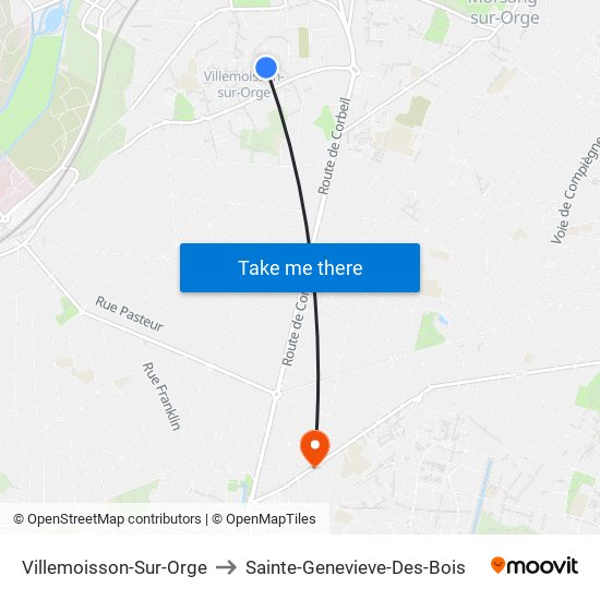 Villemoisson-Sur-Orge to Sainte-Genevieve-Des-Bois map