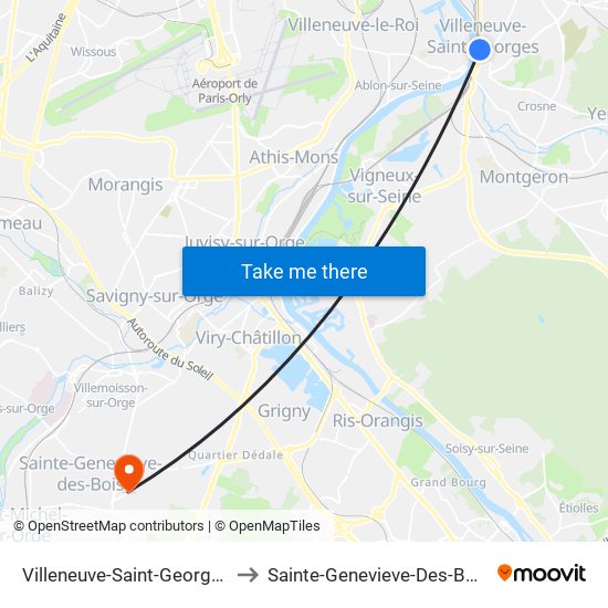 Villeneuve-Saint-Georges to Sainte-Genevieve-Des-Bois map