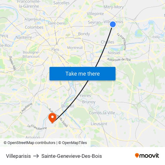 Villeparisis to Sainte-Genevieve-Des-Bois map