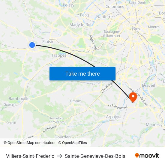 Villiers-Saint-Frederic to Sainte-Genevieve-Des-Bois map