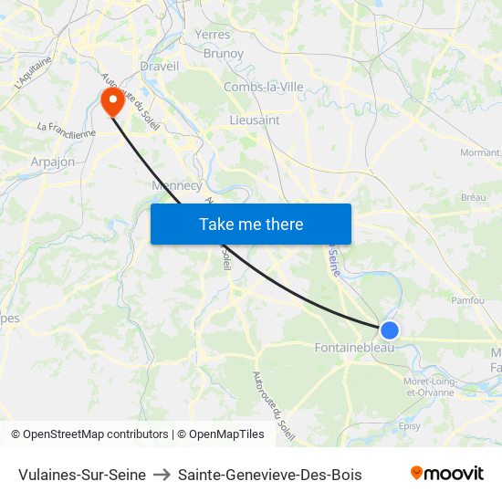Vulaines-Sur-Seine to Sainte-Genevieve-Des-Bois map