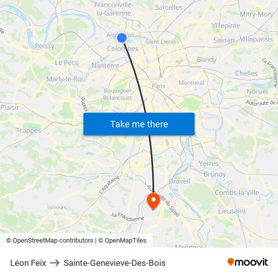 Léon Feix to Sainte-Genevieve-Des-Bois map