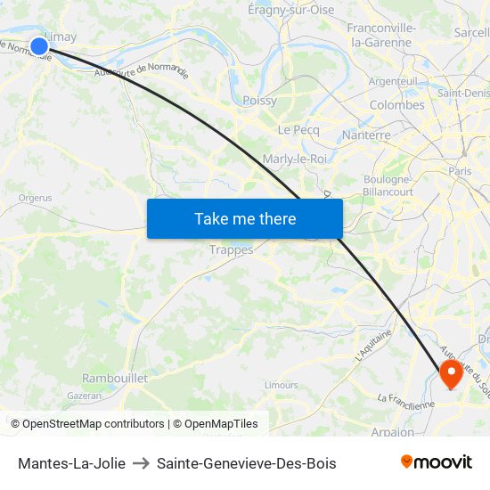 Mantes-La-Jolie to Sainte-Genevieve-Des-Bois map