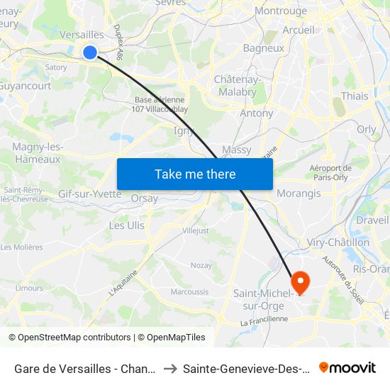Gare de Versailles - Chantiers to Sainte-Genevieve-Des-Bois map