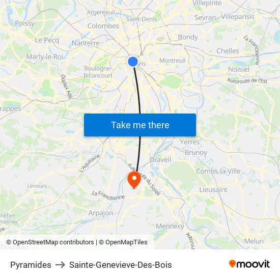 Pyramides to Sainte-Genevieve-Des-Bois map