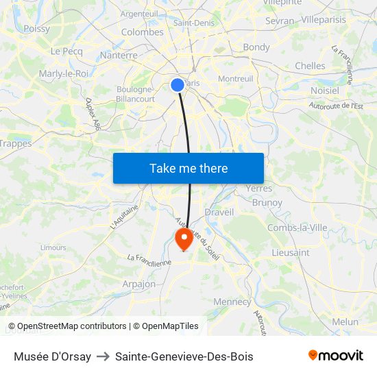 Musée D'Orsay to Sainte-Genevieve-Des-Bois map