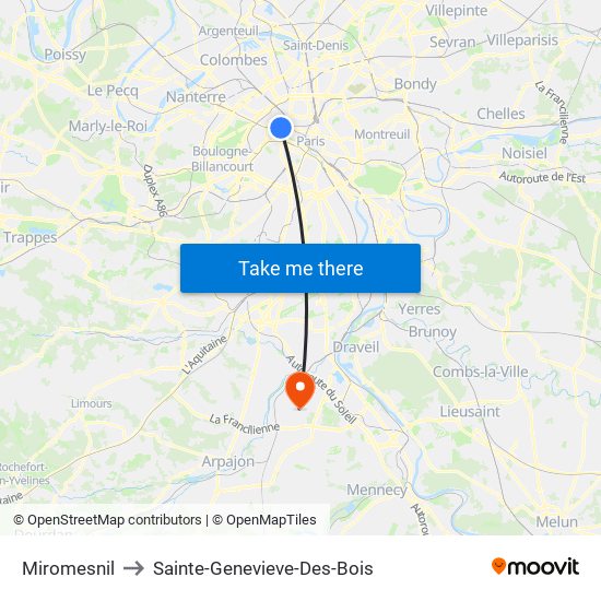 Miromesnil to Sainte-Genevieve-Des-Bois map