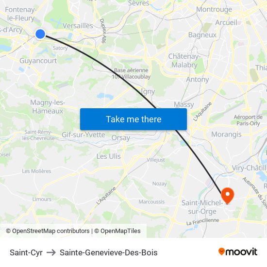 Saint-Cyr to Sainte-Genevieve-Des-Bois map