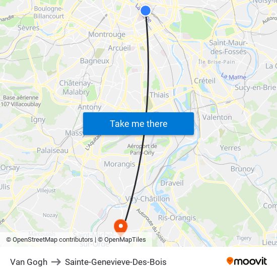 Van Gogh to Sainte-Genevieve-Des-Bois map