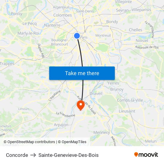 Concorde to Sainte-Genevieve-Des-Bois map