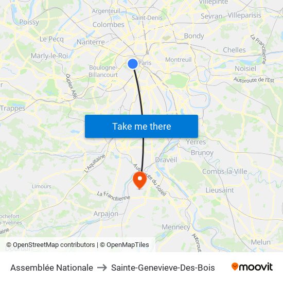 Assemblée Nationale to Sainte-Genevieve-Des-Bois map
