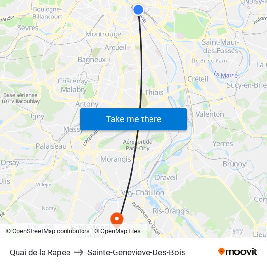 Quai de la Rapée to Sainte-Genevieve-Des-Bois map