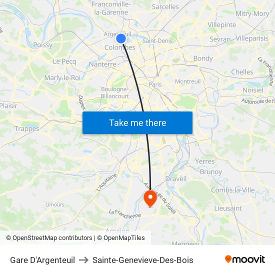 Gare D'Argenteuil to Sainte-Genevieve-Des-Bois map