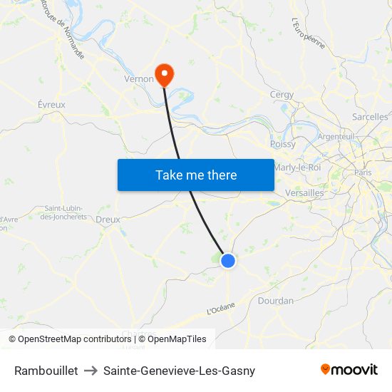 Rambouillet to Sainte-Genevieve-Les-Gasny map