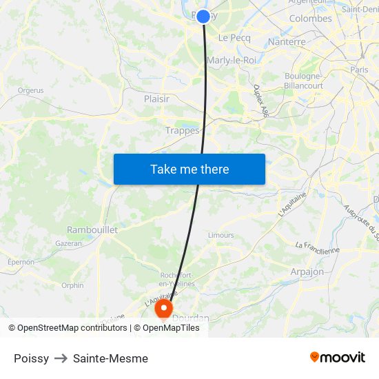 Poissy to Sainte-Mesme map