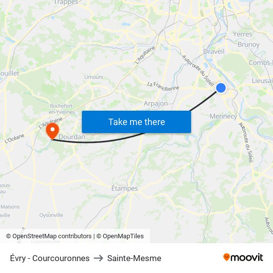 Évry - Courcouronnes to Sainte-Mesme map