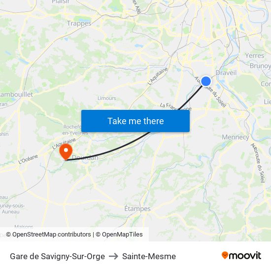 Gare de Savigny-Sur-Orge to Sainte-Mesme map