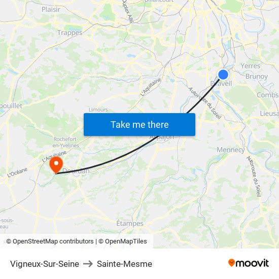 Vigneux-Sur-Seine to Sainte-Mesme map