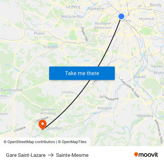 Gare Saint-Lazare to Sainte-Mesme map