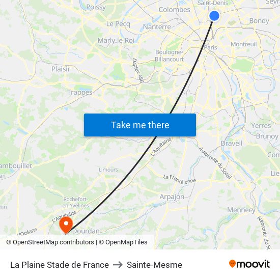 La Plaine Stade de France to Sainte-Mesme map
