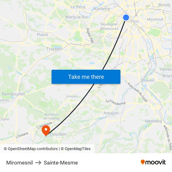 Miromesnil to Sainte-Mesme map