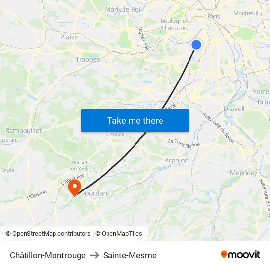 Châtillon-Montrouge to Sainte-Mesme map