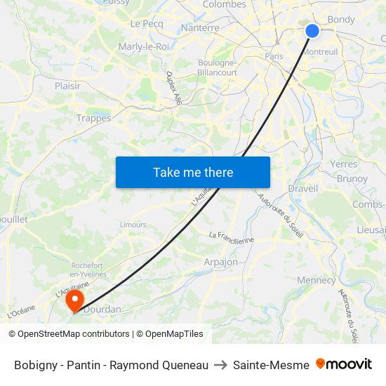 Bobigny - Pantin - Raymond Queneau to Sainte-Mesme map