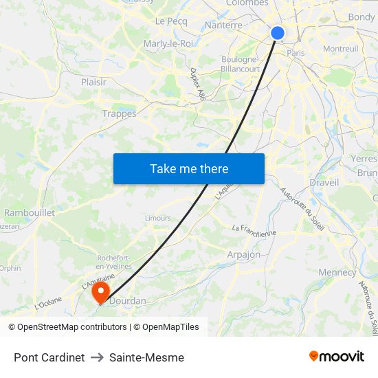 Pont Cardinet to Sainte-Mesme map