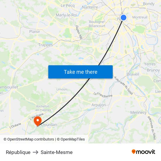 République to Sainte-Mesme map