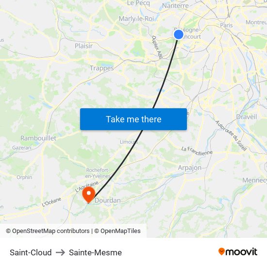 Saint-Cloud to Sainte-Mesme map