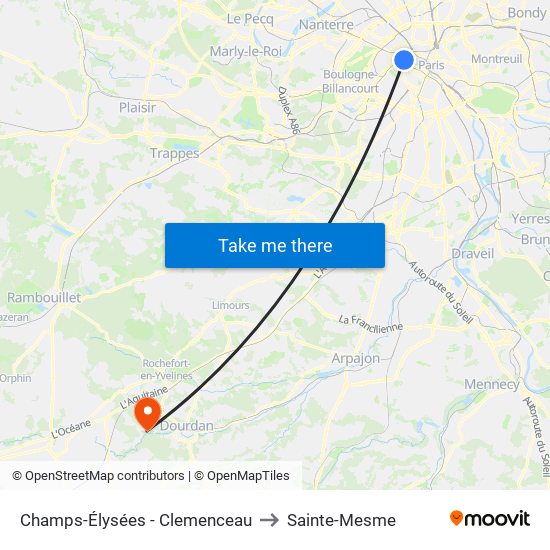 Champs-Élysées - Clemenceau to Sainte-Mesme map