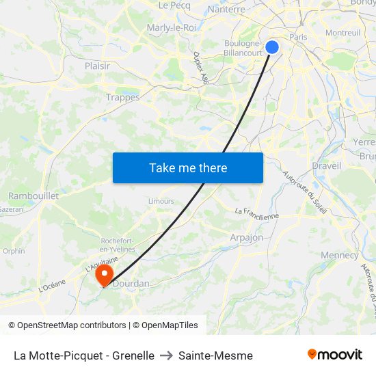 La Motte-Picquet - Grenelle to Sainte-Mesme map