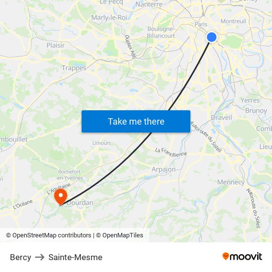 Bercy to Sainte-Mesme map