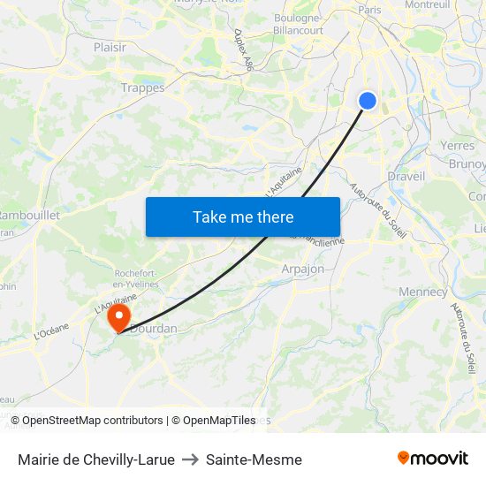 Mairie de Chevilly-Larue to Sainte-Mesme map