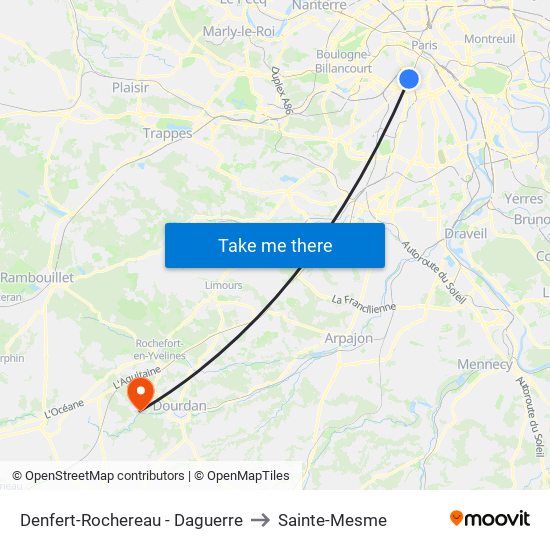 Denfert-Rochereau - Daguerre to Sainte-Mesme map